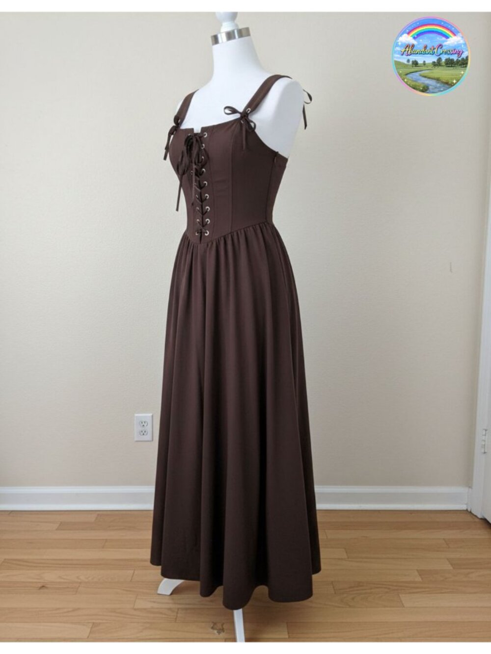 Renaissance Lace Up Corset Maxi Dress Sleeveless Cottagecore Cosplay